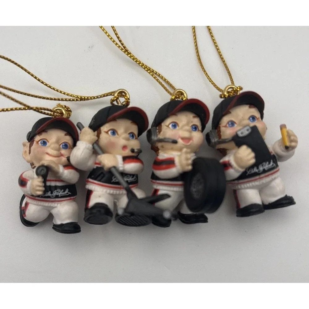 Dale Earnhardt Sr #3 NASCAR Pit Crew Mini Christmas Ornaments Set of 4 (2004)